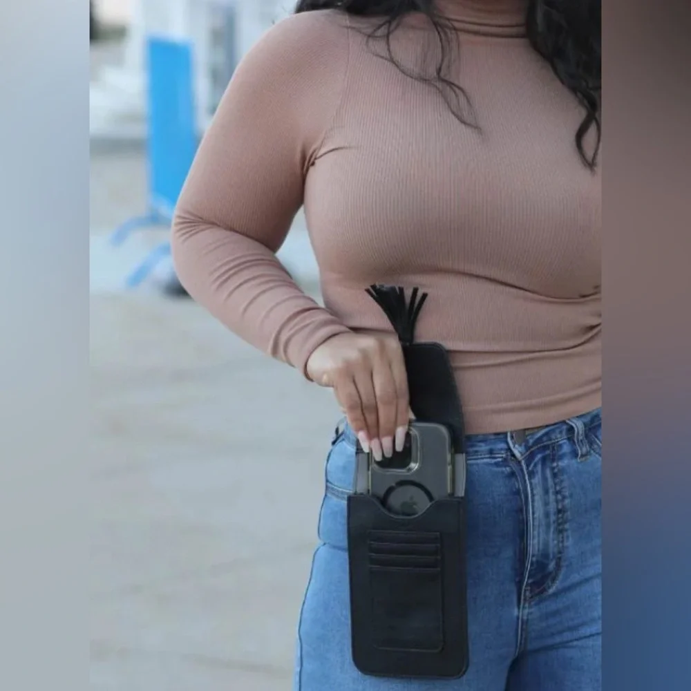 K.Carroll Black Leather Crossbody Bag with Tassel belt loop & adj strap. NWT.  T - Picture 12 of 13